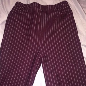 burgundy striped pants